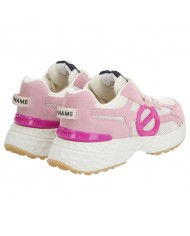 Sneaker Donna No Name Logo Mesh Suede Dove Pink Fuxia