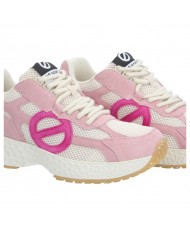 Sneaker Donna No Name Logo Mesh Suede Dove Pink Fuxia