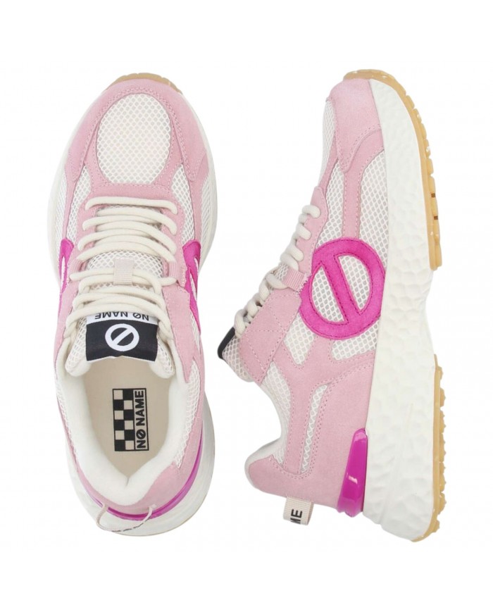 Sneaker Donna No Name Logo Mesh Suede Dove Pink Fuxia
