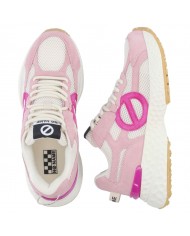 Sneaker Donna No Name Logo Mesh Suede Dove Pink Fuxia