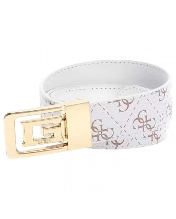 Cintura Donna Guess Eco Erica 4G Logo Reversibile Leather Cream