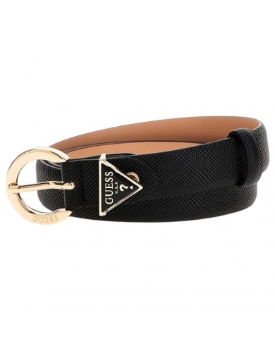 Cintura Donna Guess Noelle Triangle Logo Leather Black
