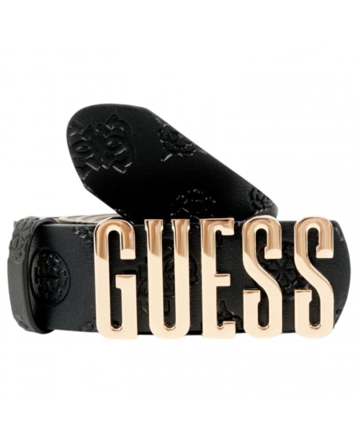 Cintura Donna Guess Gerty 4G Peony Logo Impresso Leather Black