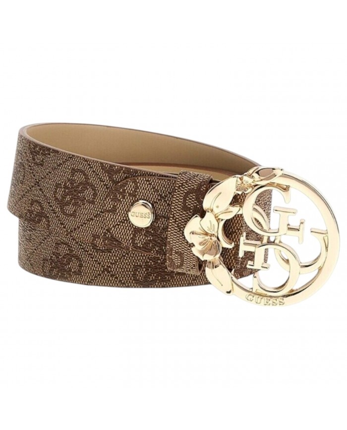 Cintura Donna Guess Emera 4G Logo Leather Latte