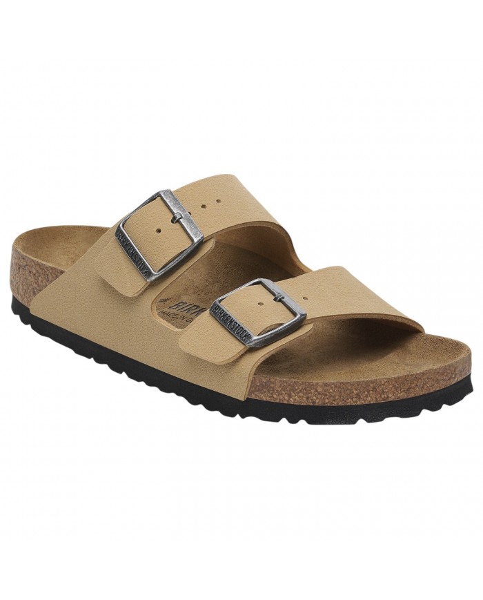 Sandalo Donna Birkenstock Unisex Uomo Arizona Birko-Flor Nubuck Birkibuc Latte Cream