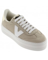 Sneakers Donna Victoria Platform V Logo Mesh Suede Platino