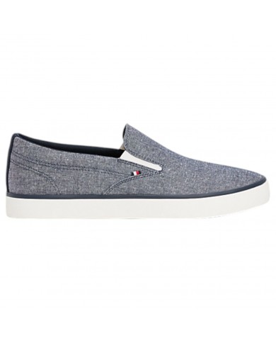 Sneakers Uomo Tommy Hilfiger Slip On Th Hi Chambray Di Lino Navy Blue