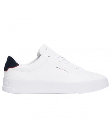 Sneakers Uomo Tommy Hilfiger Th Court Line Logo Leather White Desert Sky