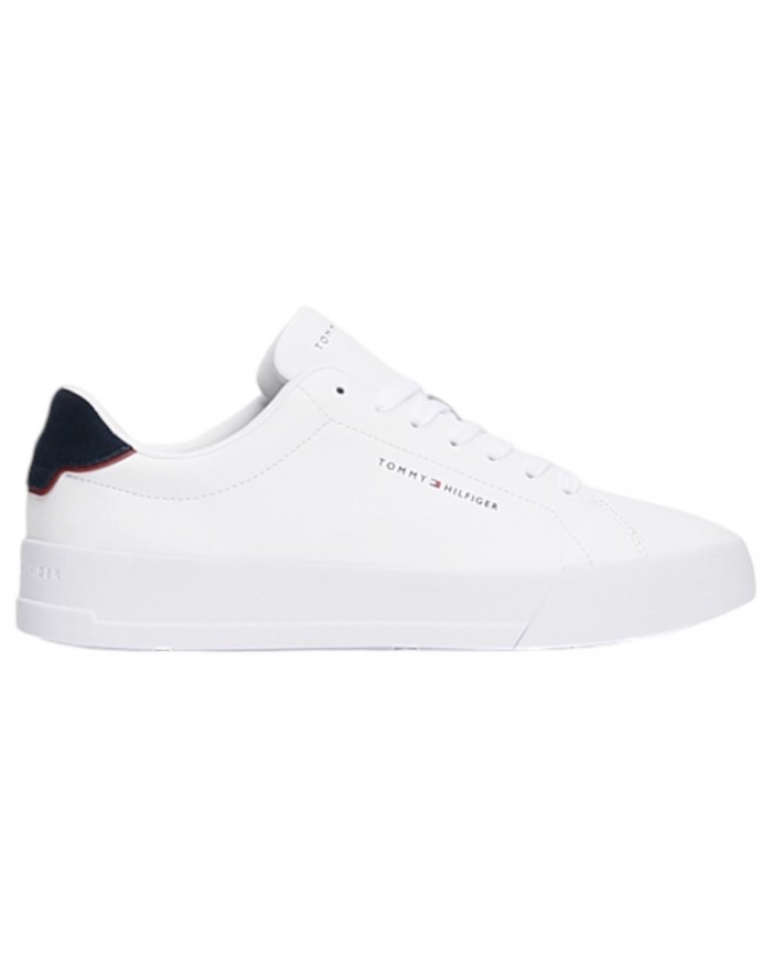 Sneakers Uomo Tommy Hilfiger Th Court Line Logo Leather White Desert Sky