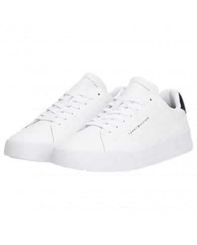 Sneakers Uomo Tommy Hilfiger Th Court Line Logo Leather White Desert Sky