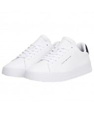 Sneakers Uomo Tommy Hilfiger Th Court Line Logo Leather White Desert Sky