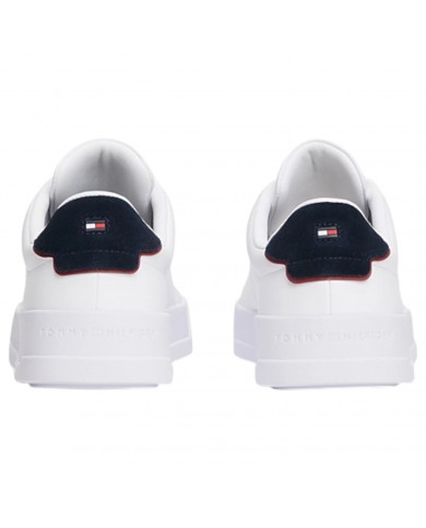 Sneakers Uomo Tommy Hilfiger Th Court Line Logo Leather White Desert Sky
