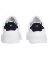 Sneakers Uomo Tommy Hilfiger Th Court Line Logo Leather White Desert Sky