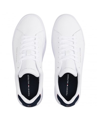 Sneakers Uomo Tommy Hilfiger Th Court Line Logo Leather White Desert Sky