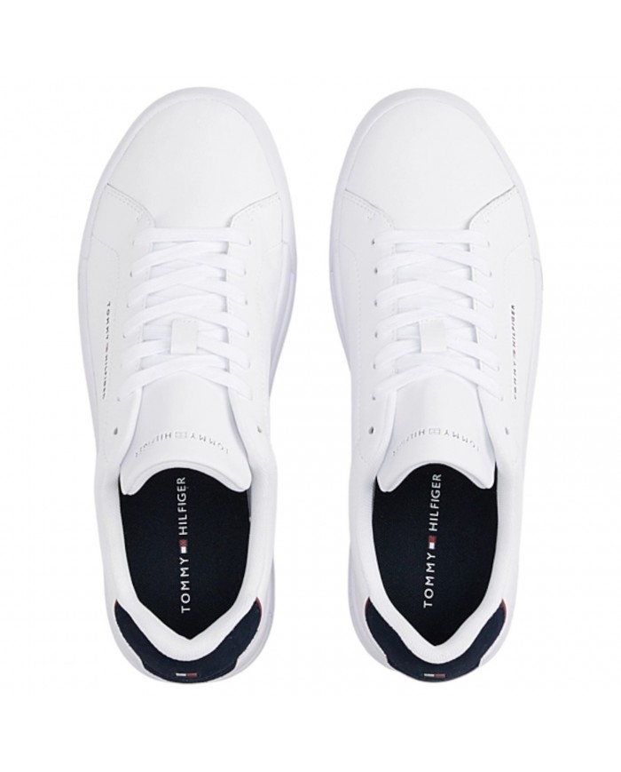 Sneakers Uomo Tommy Hilfiger Th Court Line Logo Leather White Desert Sky