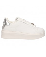 Sneakers Donna Gaelle Platform Patch Logo Leather White Silver