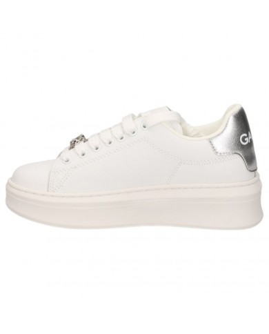 Sneakers Donna Gaelle Platform Patch Logo Leather White Silver
