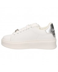 Sneakers Donna Gaelle Platform Patch Logo Leather White Silver