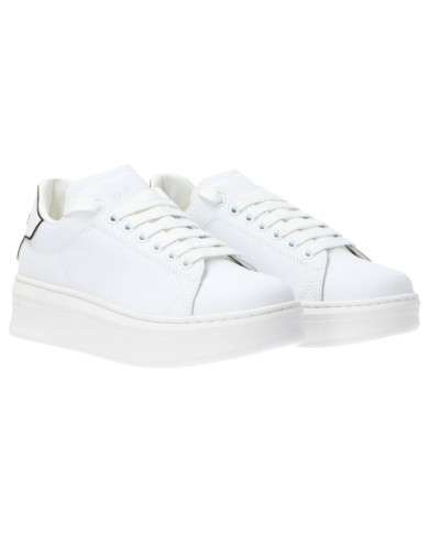 Sneakers Donna Gaelle Platform Patch Logo Leather White