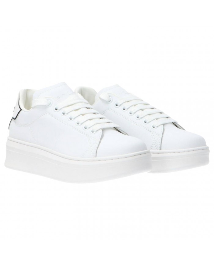 Sneakers Donna Gaelle Platform Patch Logo Leather White