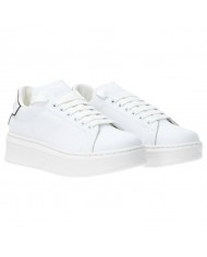 Sneakers Donna Gaelle Platform Patch Logo Leather White