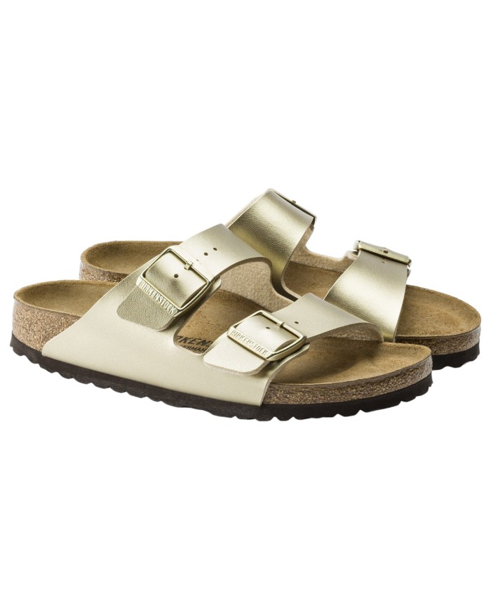 Sandalo Donna Unisex Birkenstock Arizona Birko-Flor Doppia Fascia Gold