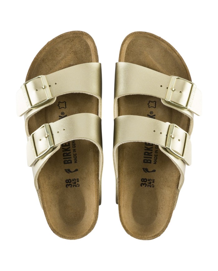 Sandalo Donna Unisex Birkenstock Arizona Birko-Flor Doppia Fascia Gold