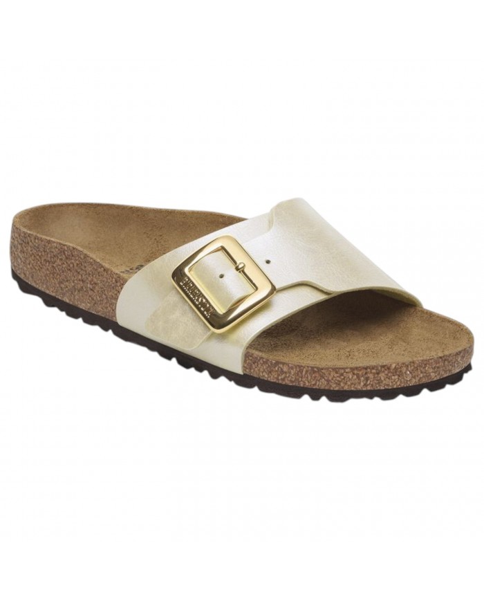 Sandalo Donna Birkenstock Catalina Cushion Buckle Birko Flor Graceful Pearl White