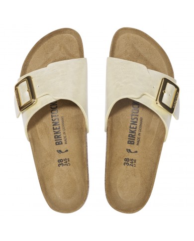 Sandalo Donna Birkenstock Catalina Cushion Buckle Birko Flor Graceful Pearl White