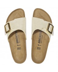 Sandalo Donna Birkenstock Catalina Cushion Buckle Birko Flor Graceful Pearl White