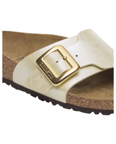 Sandalo Donna Birkenstock Catalina Cushion Buckle Birko Flor Graceful Pearl White