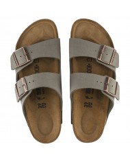 Sandalo Donna Birkenstock Unisex Uomo Arizona Birko-Flor BS Nubuck - Stone