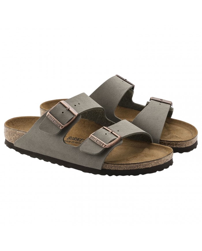 Sandalo Uomo Birkenstock Unisex Donna Arizona Birko-Flor BS Nubuck - Stone