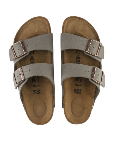 Sandalo Uomo Birkenstock Unisex Donna Arizona Birko-Flor BS Nubuck - Stone