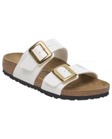 Sandalo Donna Birkenstock Sydney Cushion Buckle Birko-Flor vernice Patent White