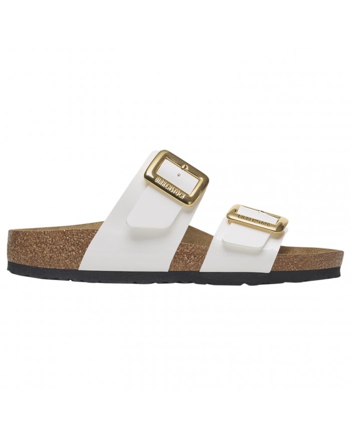 Sandalo Donna Birkenstock Sydney Cushion Buckle Birko-Flor vernice Patent White
