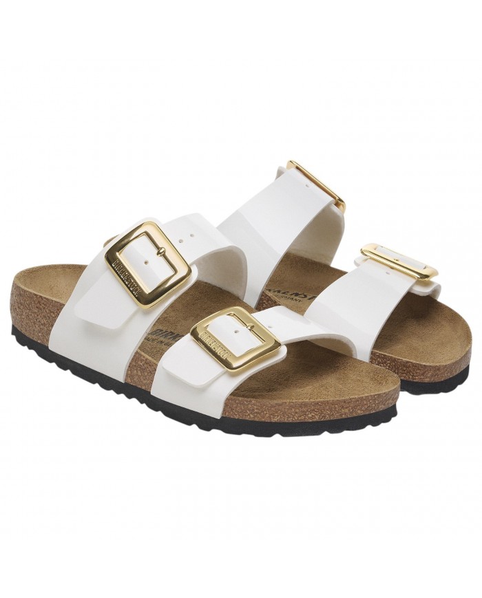 Sandalo Donna Birkenstock Sydney Cushion Buckle Birko-Flor vernice Patent White