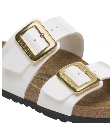 Sandalo Donna Birkenstock Sydney Cushion Buckle Birko-Flor vernice Patent White