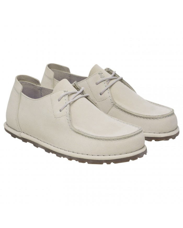 Mocassino Uomo Birkenstock Unisex Donna Utti Lace Pelle scamosciata Antique White