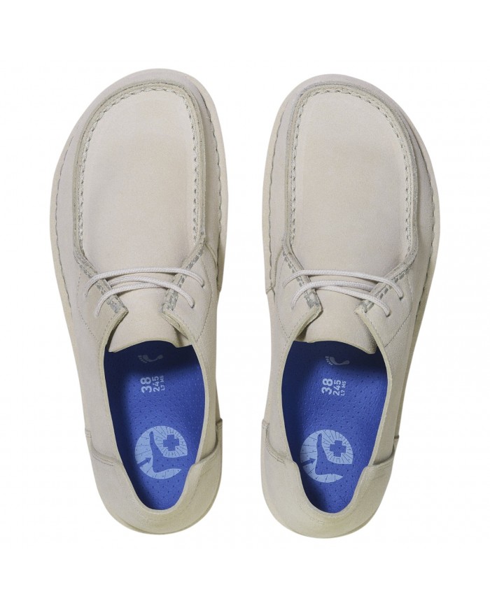 Mocassino Uomo Birkenstock Unisex Donna Utti Lace Pelle scamosciata Antique White