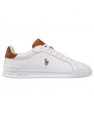 Sneake Uomo Ralph Lauren Heritage Court II Leather White Tan