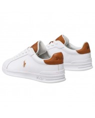 Sneake Uomo Ralph Lauren Heritage Court II Leather White Tan