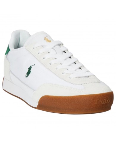 Sneaker Uomo Ralph Lauren Hester Pp Mesh Suede White Green