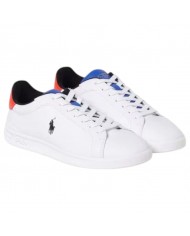 Sneake Uomo Ralph Lauren Heritage Court II Leather White Blue Red