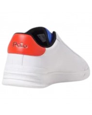 Sneake Uomo Ralph Lauren Heritage Court II Leather White Blue Red