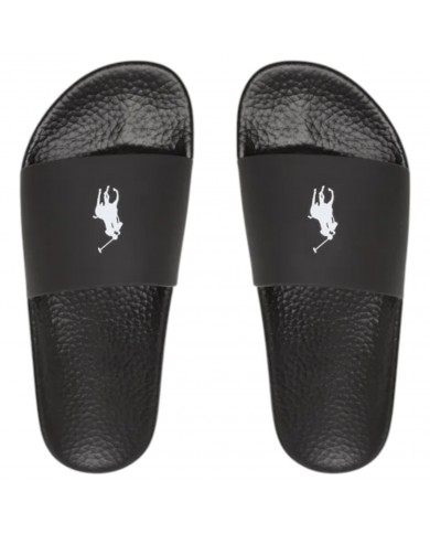 Ciabatta Uomo Ralph Lauren Pony Logo Polo Slide in Eva Black