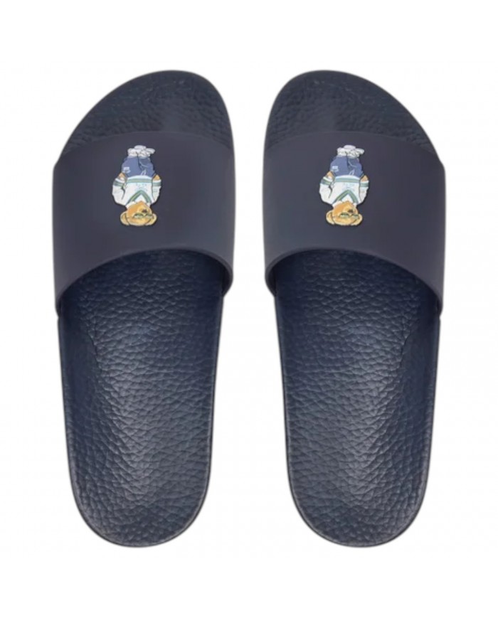 Ciabatta Uomo Ralph Lauren Polo Bear Logo Polo Slide in Eva Navy