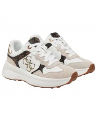 Sneaker Donna Guess Runner Luckei 4G Logo Leather White Brown
