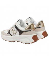 Sneaker Donna Guess Runner Luckei 4G Logo Leather White Brown