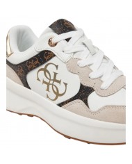Sneaker Donna Guess Runner Luckei 4G Logo Leather White Brown